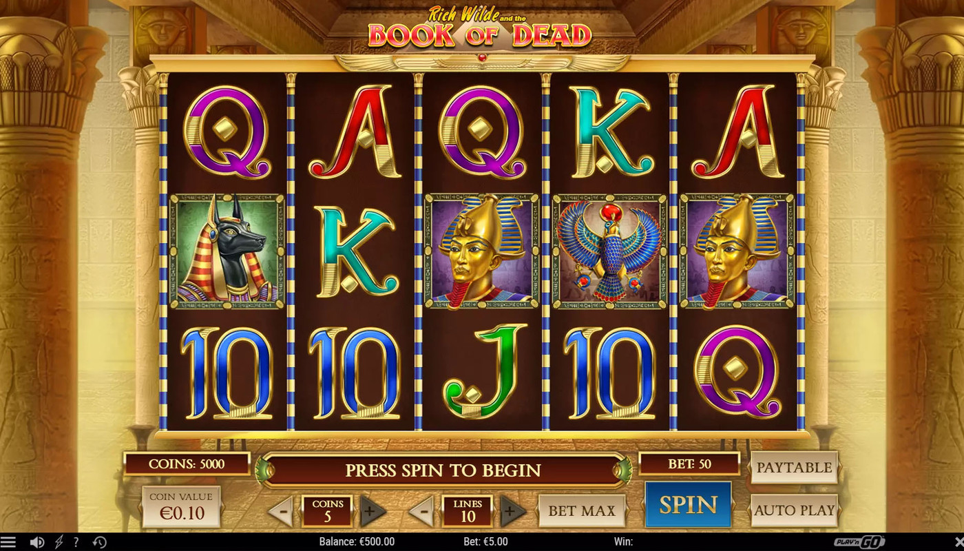 Book of Dead slot av Play'n GO – skärmdump av spelet
